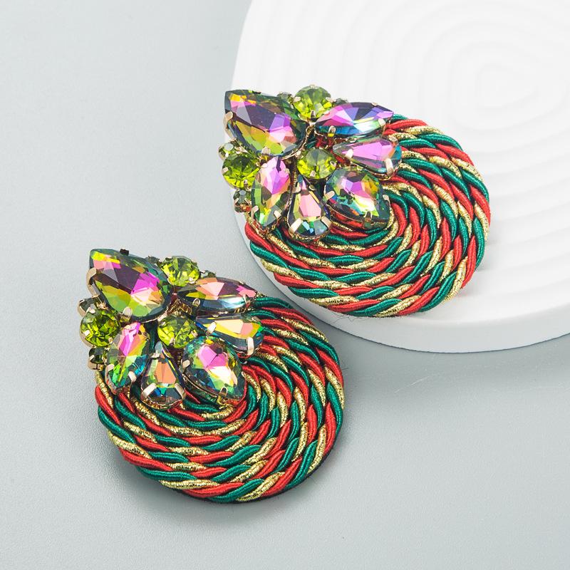 Fashionable Geometric-shaped Glass Beaded Elastic Thread Woven Earrings - Eye-catching Accessories