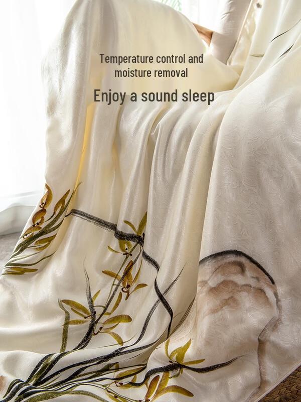 Snow Plum Hand-Painted Mulberry Silk Summer Quilt