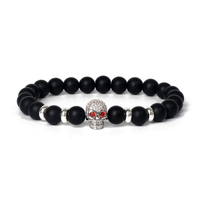 Fashion Crown Skull Punk Bracelets Men Wolf Head Zircon Tiger Eye Bracelets for Women Energy Nature Stone Soul Jewelry Pulsera