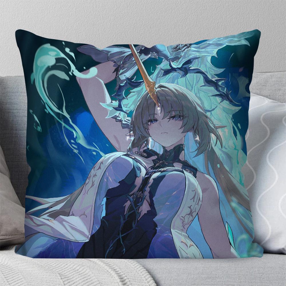 Fleurdelys Anime Game W-Wuthering Waves Pillow Case Square Pillow Bedroom Sofa Leisure Comfort Living Room Home Decoration 40X40