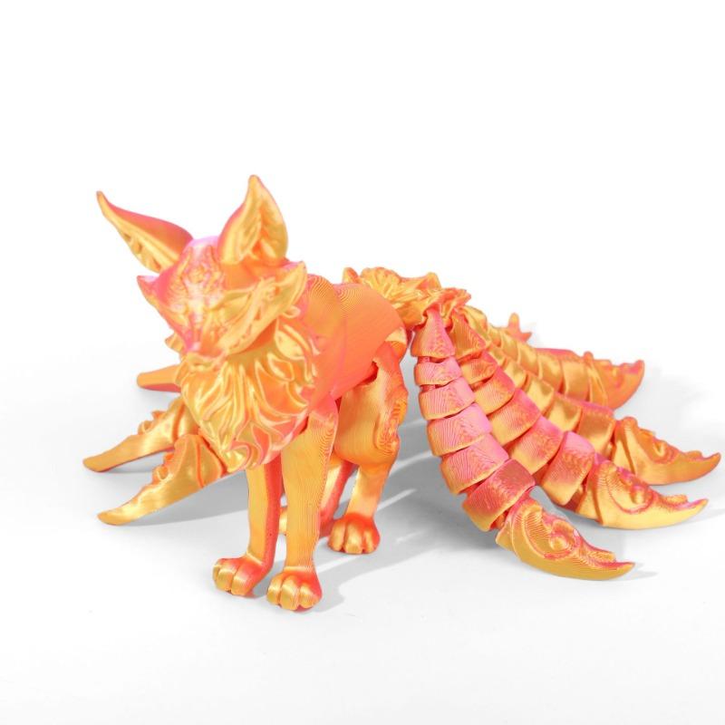 3D Printed Nine Tailed Fox Figurines Articulated Fox Figurines Flexible Joint Fox Miniatures Figurines Home Decoration Crafts