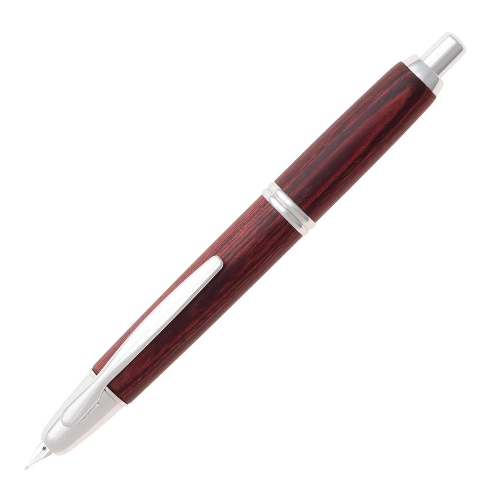 PILOT Capless Fountain Wooden Fine Nib Deep 18K Gold Pilot Pen, Barrel, (F), Red, Black, FC25SKDRF, Nib,