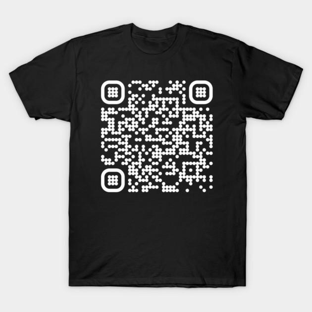 Asian Size Men Black Print T-shirt Rick Roll Qr Scan Prank No-Cut Print Cotton Tshirt S чёрный