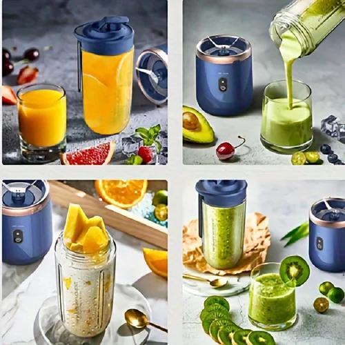 Portable Electric Fruit Juice Blenders 400ml Personal sized Mini Bottle Home USB rechargeable 6 Blades blender Machine Summer