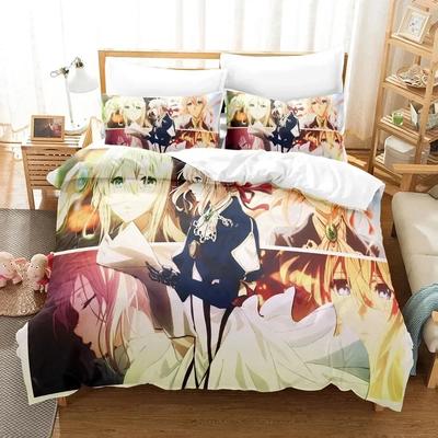 Set Letto Anime Violet Evergarden Ragazzi Ragazze Misura Singola Queen Copripiumino Federa Letto Bambini Adulti Tessile per la Casa