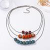 Personality Trend Ethnic Style Geometric String Ceramic Beads Multi-layer Stacked Chain Necklace Versatile Casual Item Decoration