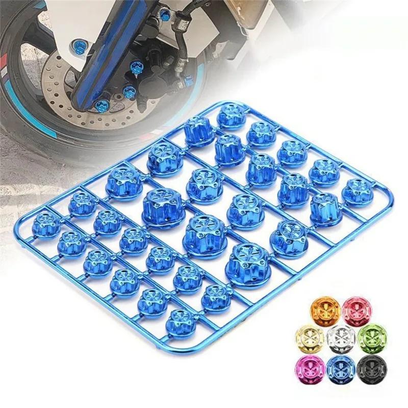 Motorcycle Modification Screw Cap Decoration for Motor Scooters Electric Car Colored Nut Cover Accessories 30pcs/set
