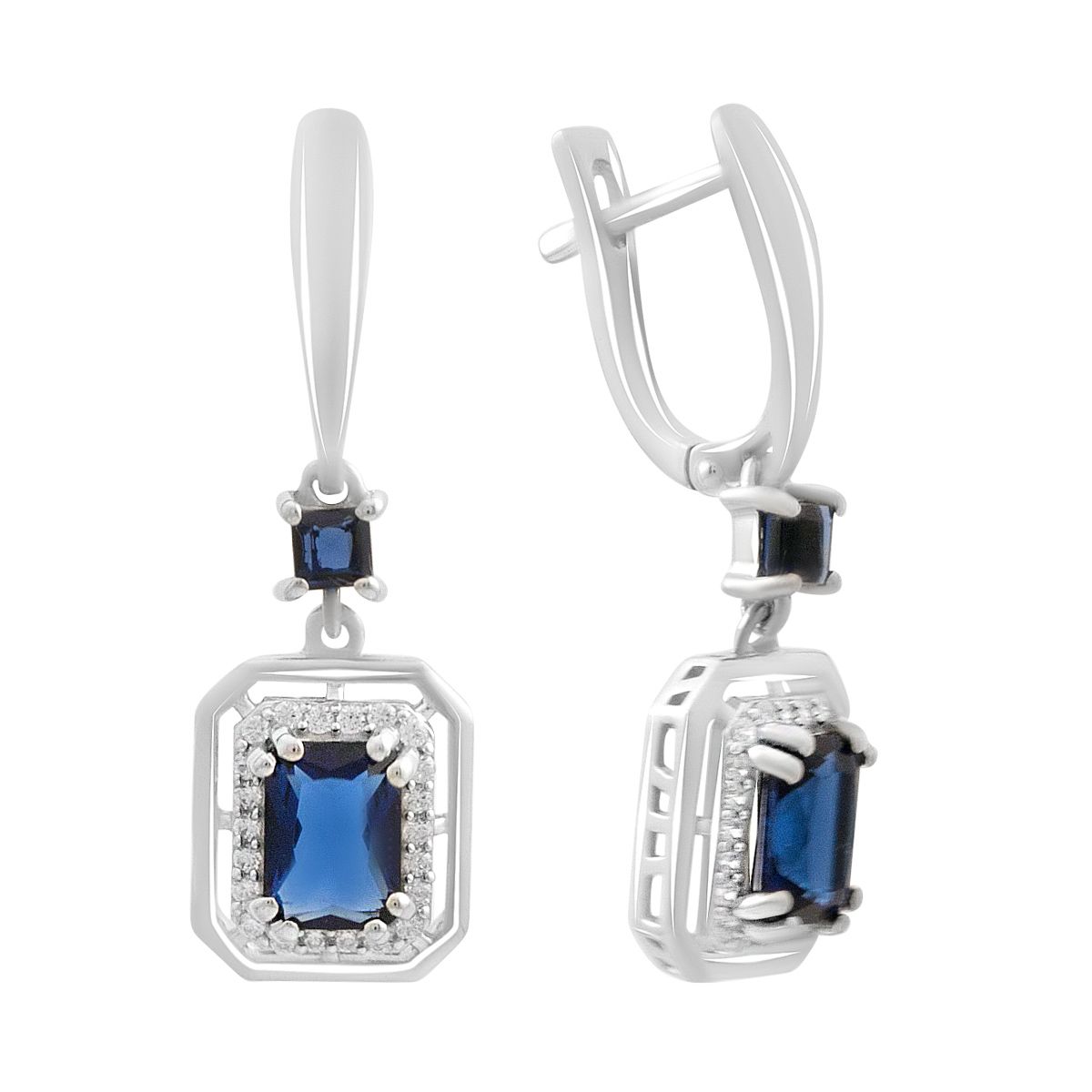 

Silver earrings with nano sapphire 2.947ct, cubic zirconia (2195054) синій