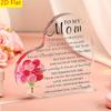 2D Flat, 2D 1pc, Grateful Appreciation Gift Acrylic Heart Sign for Mom - Party Favors Meaningful Gift for Mother From Daughter - Unique Mother's Day P