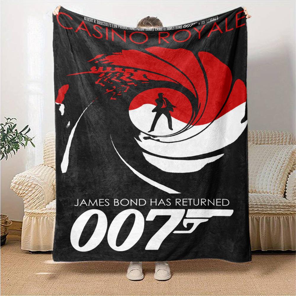 007 James Bond Theme Printed Blanket - Perfect for Couch, Bed, Travel & Outdoor Use | Machine Washable, Cozy & Durable.