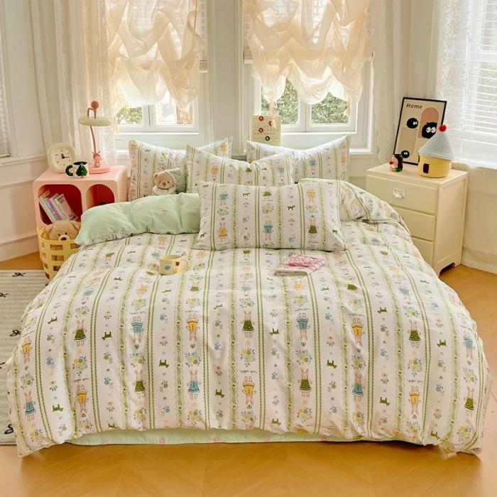 2025 New Spring and Summer Quilt Cover Three-piece Skin-friendly Grinding 13070 High-count Cotton Four-piece Bedding