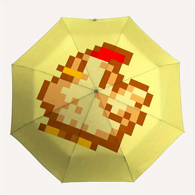 Автоматический складной зонт Stardew Valley с пиксельным изображением курицы, прочный железный каркас, портативный компактный дорожный зонт, всесезонный, для вечеринок025