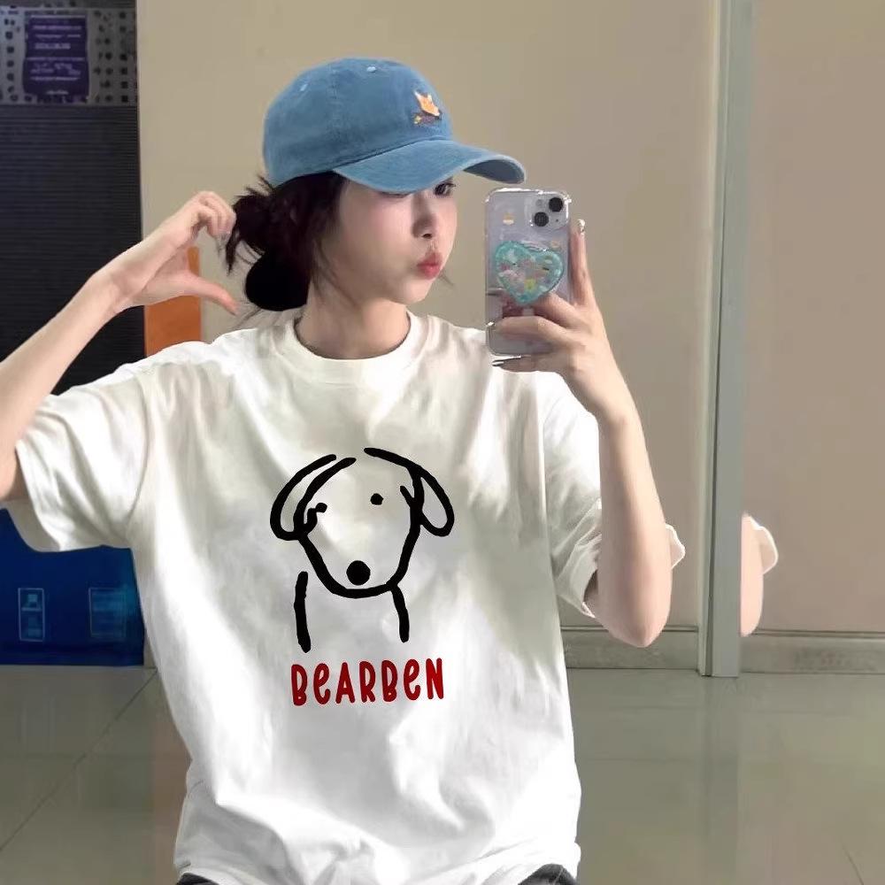 

Women s Plus-Size Retro White Cotton Short-Sleeve T-Shirt: Niche Summer Loose-Fit Trendy Design M [Recommended for 80-100 lbs]