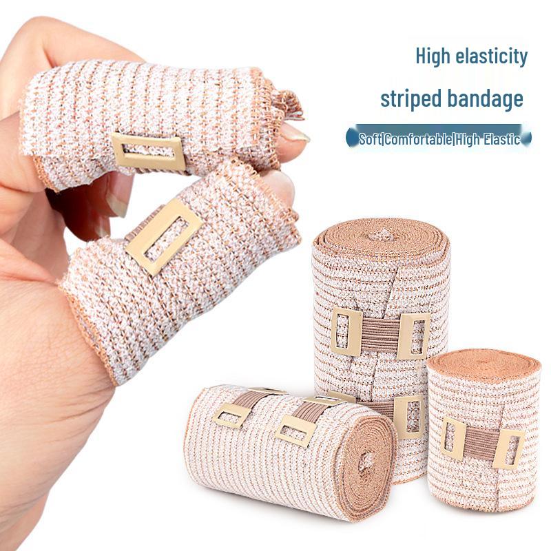 Light Brown Medium Stripe Breathable Elastic Bandage for Sports Compression and Fixation