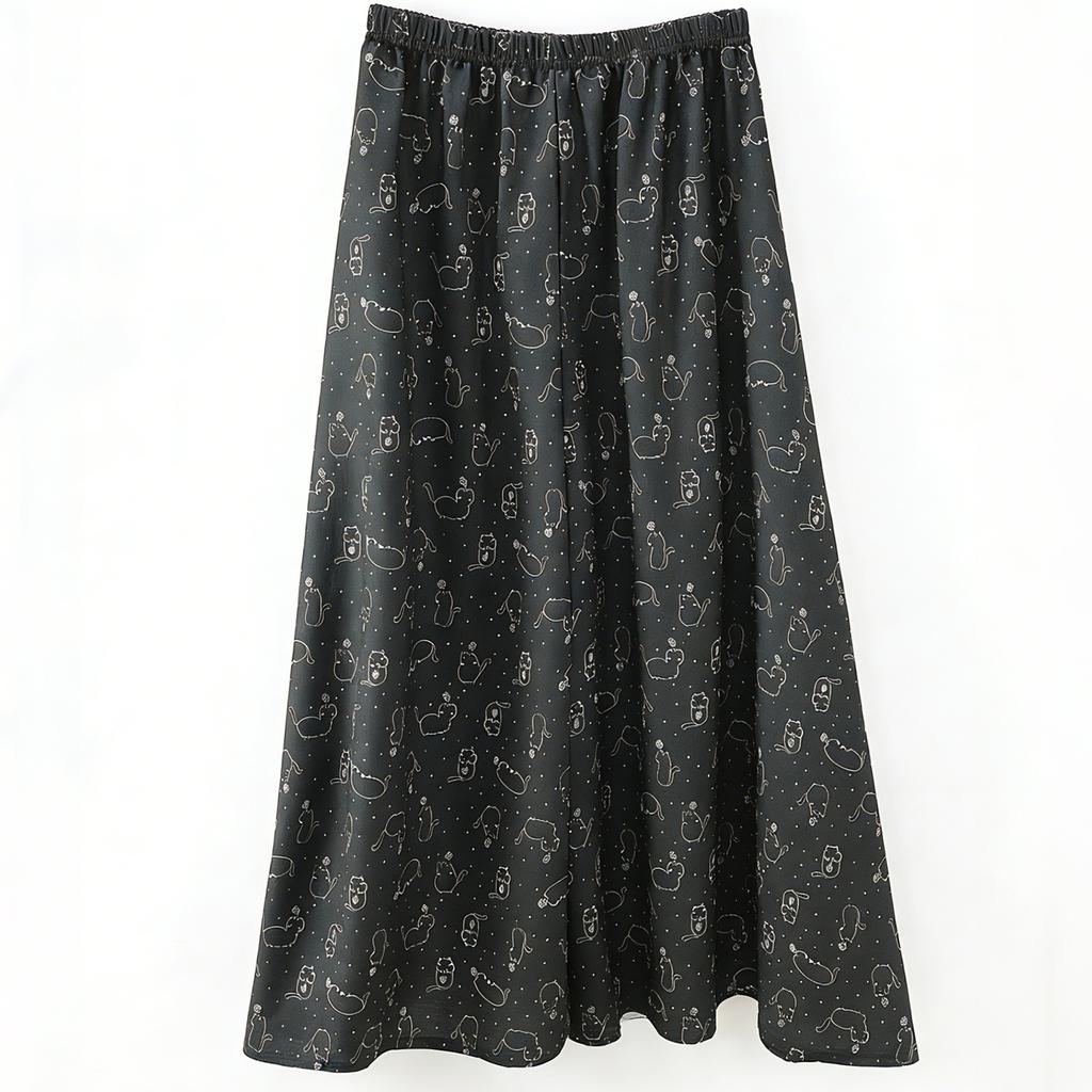 Cool cotton culottes, wide-leg pants, loose and drape, walking pants for home wear, thin legs, floral big swing a-word long skirt