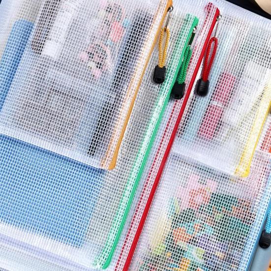 10Pcs Mesh Zipper Pouches with Zipper Waterproof Large Capacity Transparent Organizing Bags