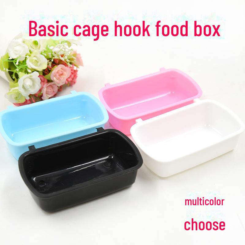Non-Spill Rectangular Food Bowl for Small Pets: Secure Hanging for Hamsters, Chinchillas, and More