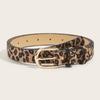 Contemporary Brown Animal Print Waistband For Trousers Synthetic Leather Accessory With Small Metal Decoration