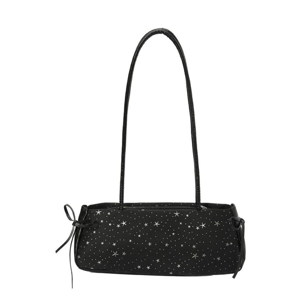 

Cute Star Pattern Shoulder Bag Solid Color Square Bag Fashion Long Shoulder Strap Bag Vacation чёрный