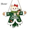 Winter Home Decor Wooden Christmas Hanging Pendant, Cartoon Welcome Sign for Front Door, Holiday Shop Decorations Wall with Cute