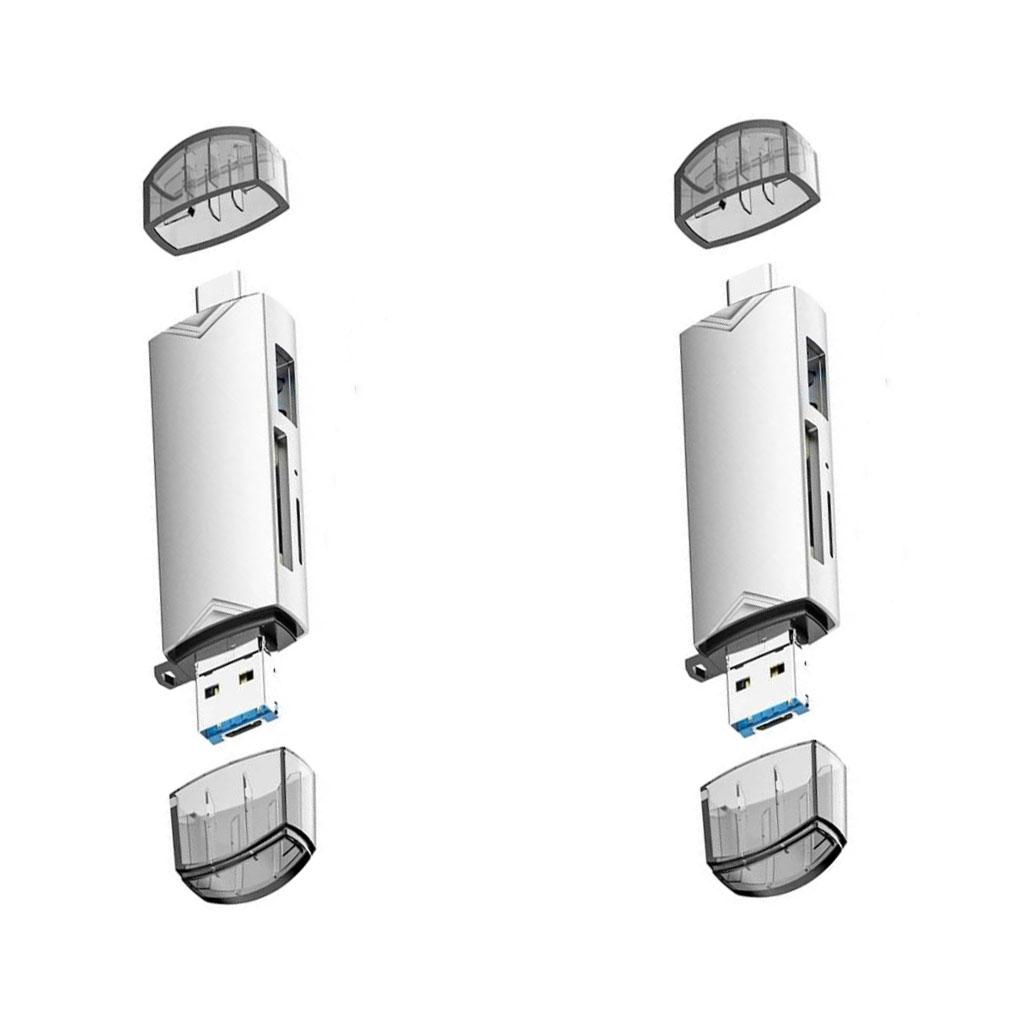Lettore di schede multifunzionale 6 in 1 Adattatore Micro OTG da USB 3.0 a Tipo C Supporto Scheda SD TF Unità flash USB per laptop Telefoni e tablet Android