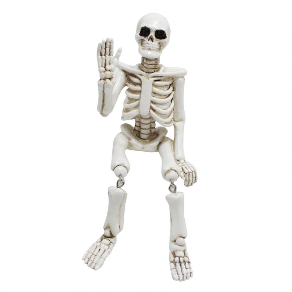 Swing Leg Skeleton Figurine Sitting Skull Resin Statue Sculpture Home Office Desktop Garden Decoration Ornament Halloween Birthd