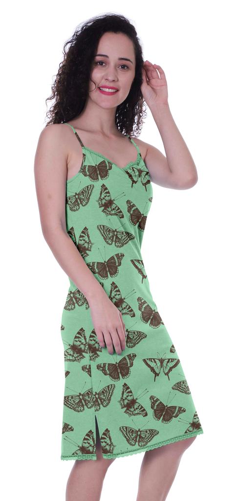 Moomaya Printed Spaghetti Strap Nightgown For Women  s Lace V-Neck Sleepwear