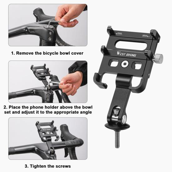 Aluminum Alloy Phone Holder Anti-Shake High Stability Simple Installation Universal Motorcycle Bike Handlebar Phone Mount Bracket