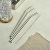 Estebanhof Stainless Steel Straw Cleaning Brush Set 30cm Curved 4P + Cleaning Brush 1P