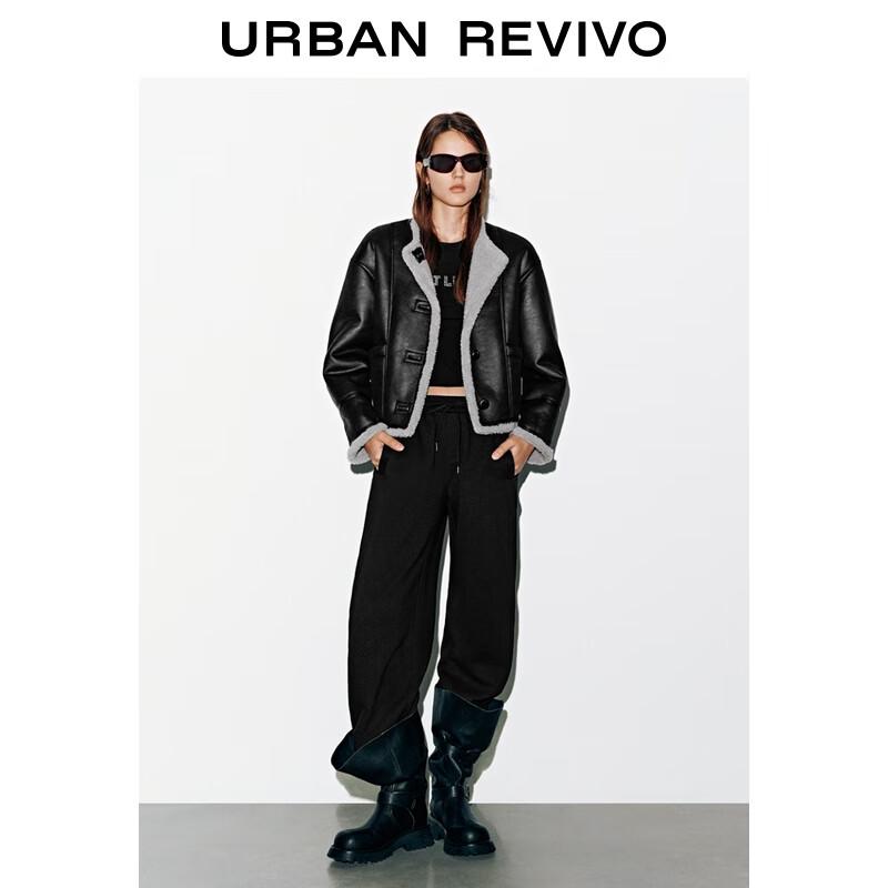 UR Women's Trendy Spliced Fuzzy Button Coat