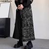 INCERUN Men Print Gothic Pleated Apron Style Irregular Layers Skirt Pants