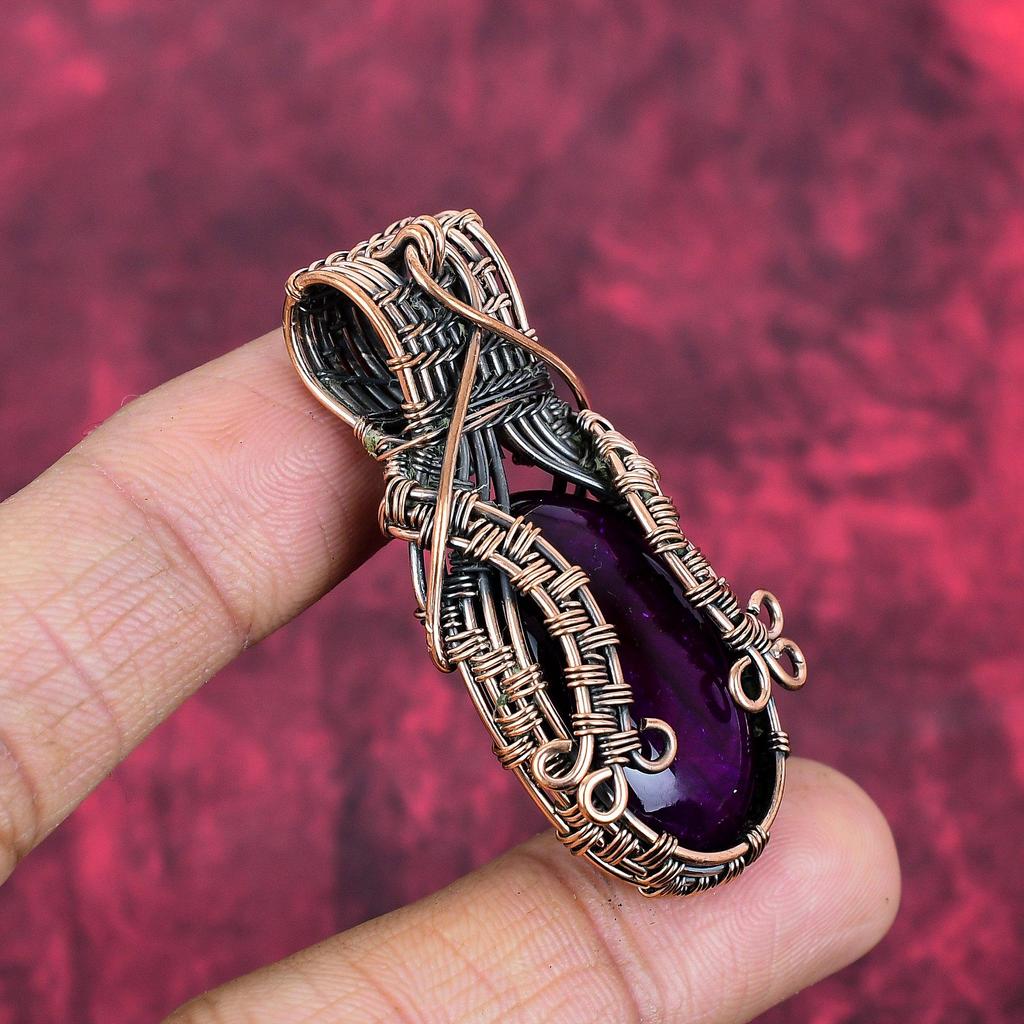 Purple Fire Labradorite Pendant Copper Wire Wrapped Jewelry Handmade Unique Pendant Gemstone Jewelry Copper Wire Wrap Pendant Gifts for Wife