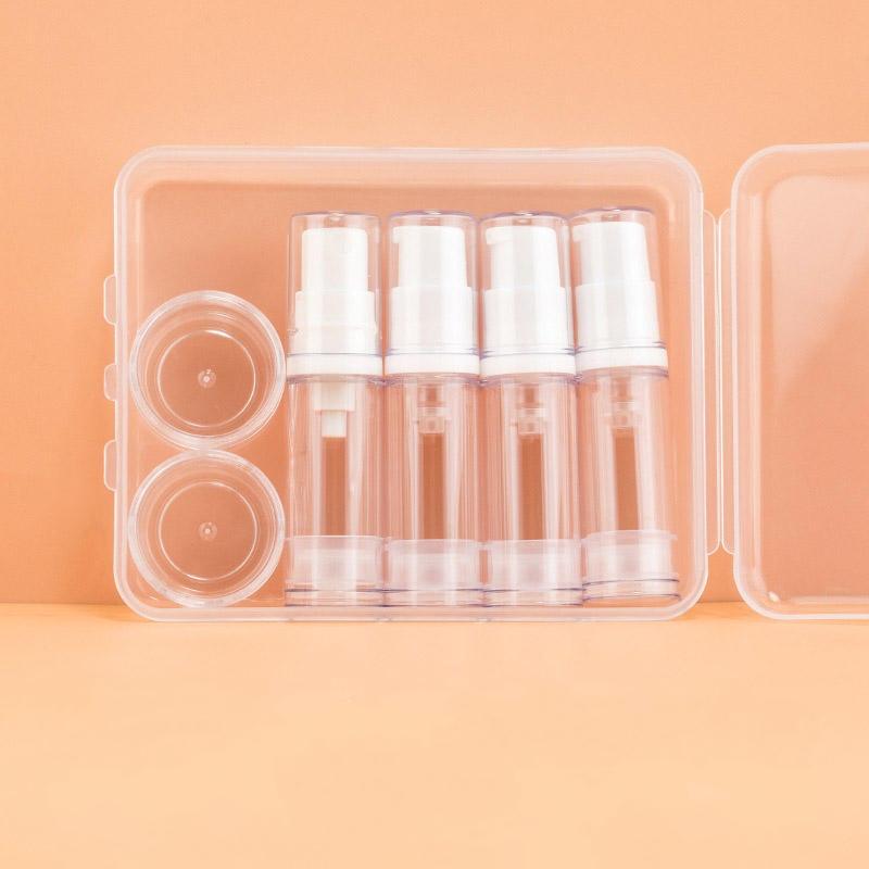 

Empty Refillable Airless Vacuum Pump Cream Lotion and Spray Portable Bottle Set Sample Packing for Toiletries 5ML 15ML