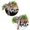 Front Door Welcome Sign, Round Hello Wood Sign Hanging Welcome Sign Farmhouse Porch Spring Wreath Welcome Sign Front Door Decor, Fringe Wood Beads