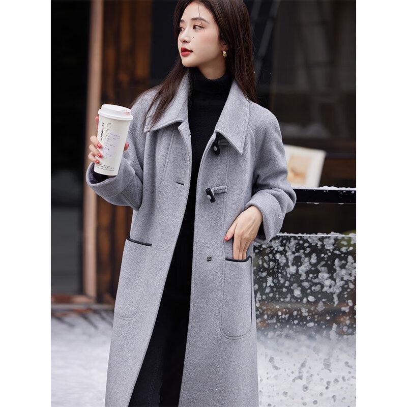 

Women s Elegant Mid-Length Wool Blend Coat M