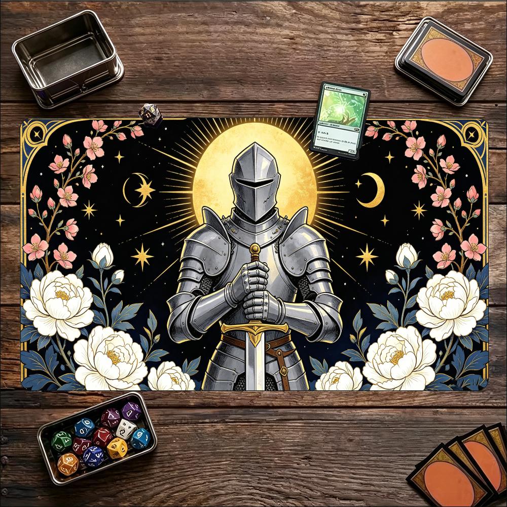 Gothic Dark Knight Large Game Playmat Non Slip Rubber Table Mat For Tabletop Trading Card Board Game Card Gaming Supplies