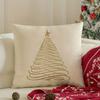 Christmas Tree Snowflake Faux Embroidery DoubleSided Pillow Cover Zippered Cushion Case for Sofa Decor