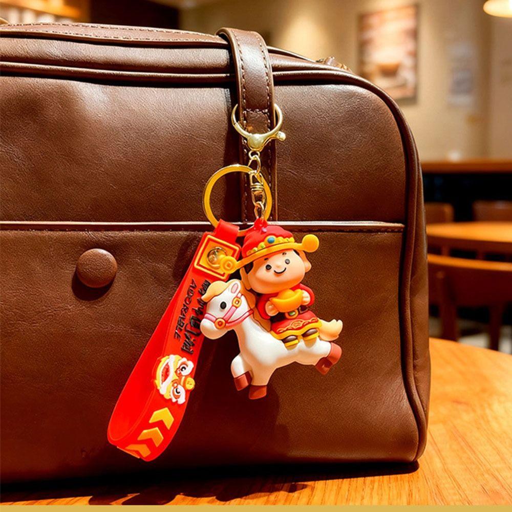 Chinese Style Horse Year Keychain Cute New Year Keyring Cartoon Horse Bag Pendant  Festive Decor