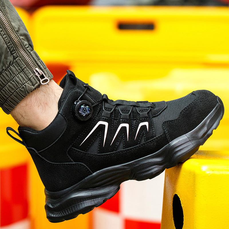 Rotating Button Safety Shoes Man Boots Anti Smash Anti Piercing Steel Toe Safety Working Footwear Lightweight Breathable Work Boots