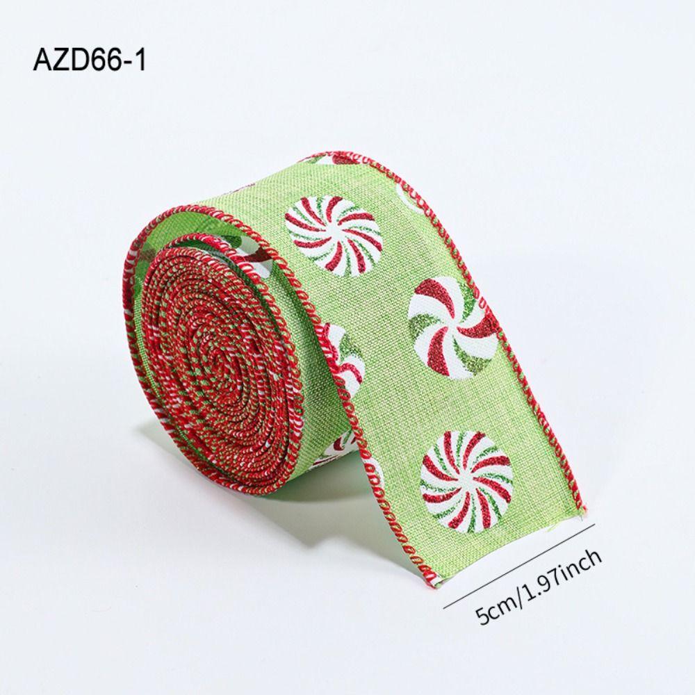 Cartoon 2M/Roll Christmas Tree Ribbon DIY Reinforced Edge Gift Packaging Webbing Snowman Fabric Wreath Making Tool Xmas
