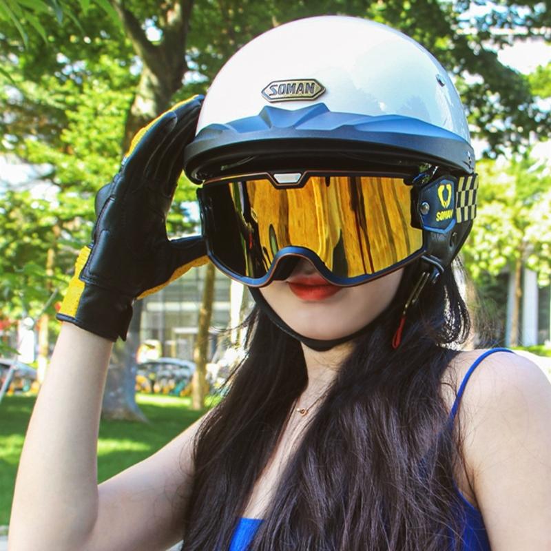 Vintage Open Face Motorbike Helmet Baseball Cap Half Helmet Retro-Men Women for Chopper-Cruiser Street Moped Scooter Cap