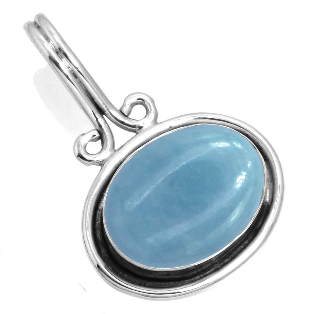 925 Sterling Silver Pendant Women Handmade Jewelry Valentine's Day Gift Amazonite Angelite Blue Opal Botswana Agate Mohave Azurite Chrysocolla