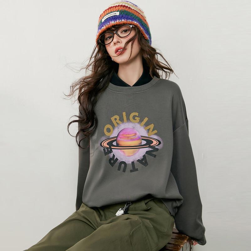 

Bailuyu Women s Colorblock Print Loose Sweatshirt S