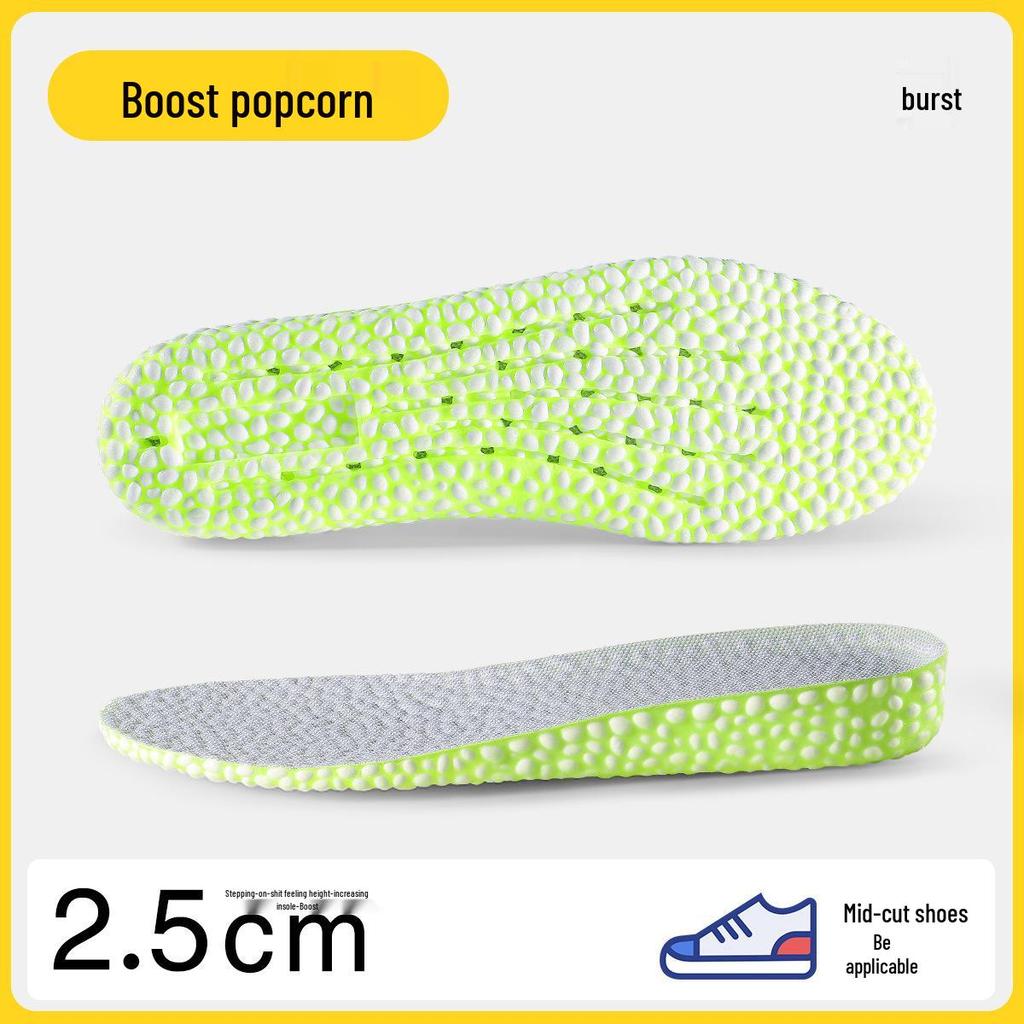 Men's Height-Boosting Shock-Absorbing Insoles: Popcorn Cushioning, Invisible Lift, Deodorizing, AJ1 Style