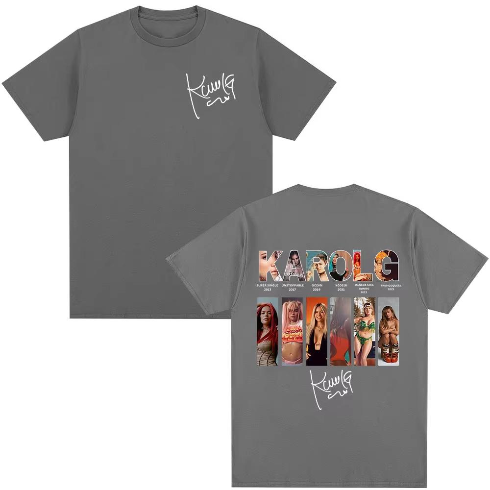 Karol G Tropicoqueta 2026 Album Cover Tshirts Unisex Women Clothing Fashion High Quality Tshirt Casual Cotton ONeck T Shirt Tops