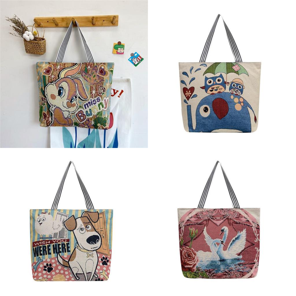 Embroidered Owl Bag With Canvas Material For Casual Daily Use