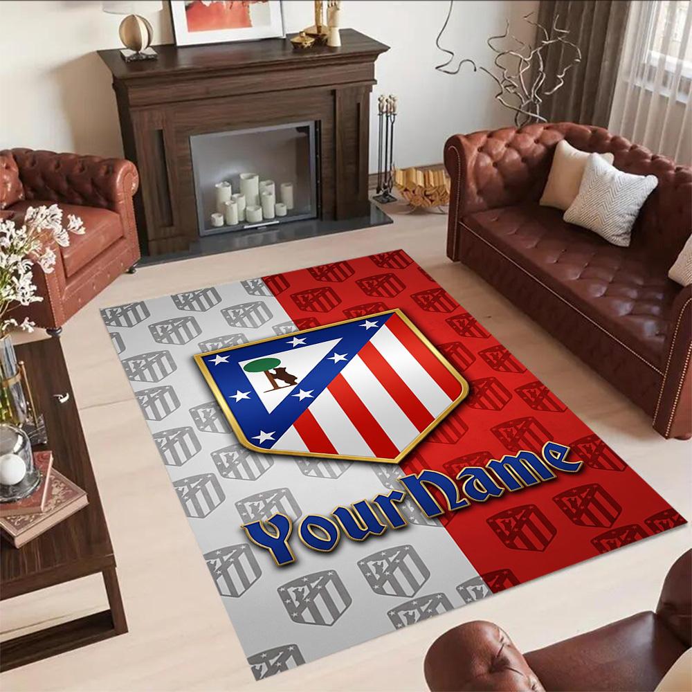 Atletico Madrid Personalized Text Floor Mat Suitable for Playrooms Foyer Game Room Dormitory Antislip Carpet Decorate Offices Birthday/Christmas Gift
