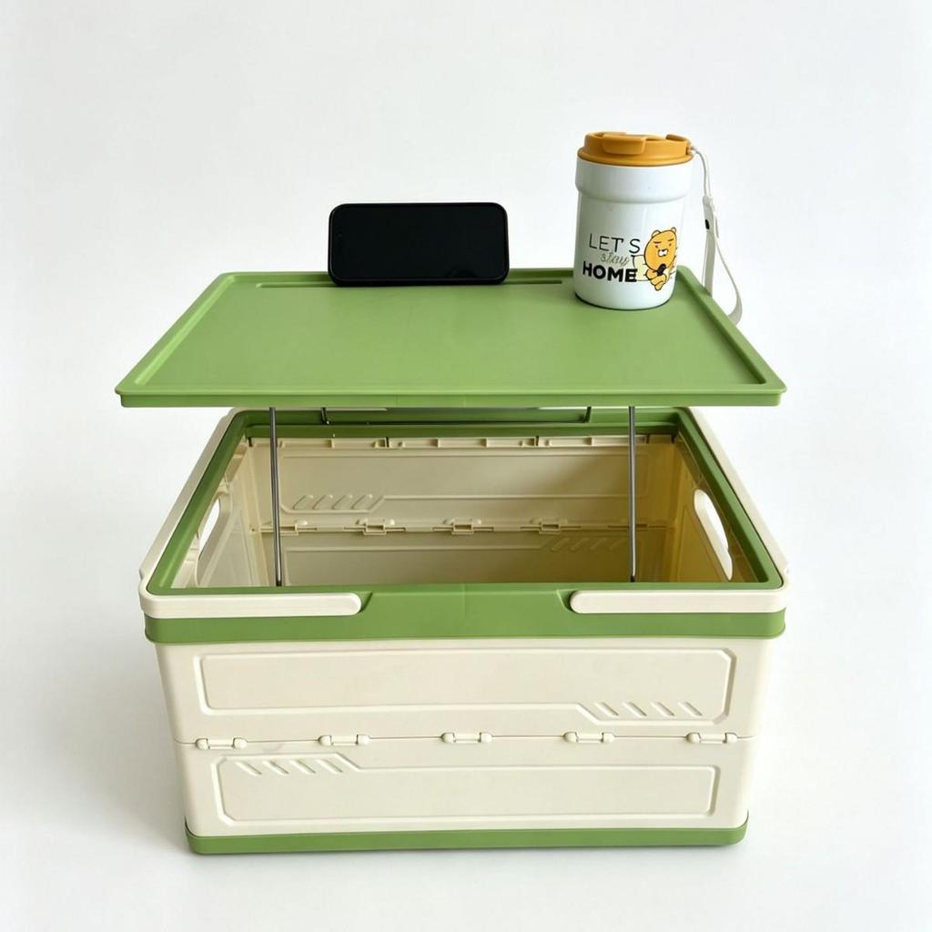 Portable Folding Picnic Basket with Wooden Top