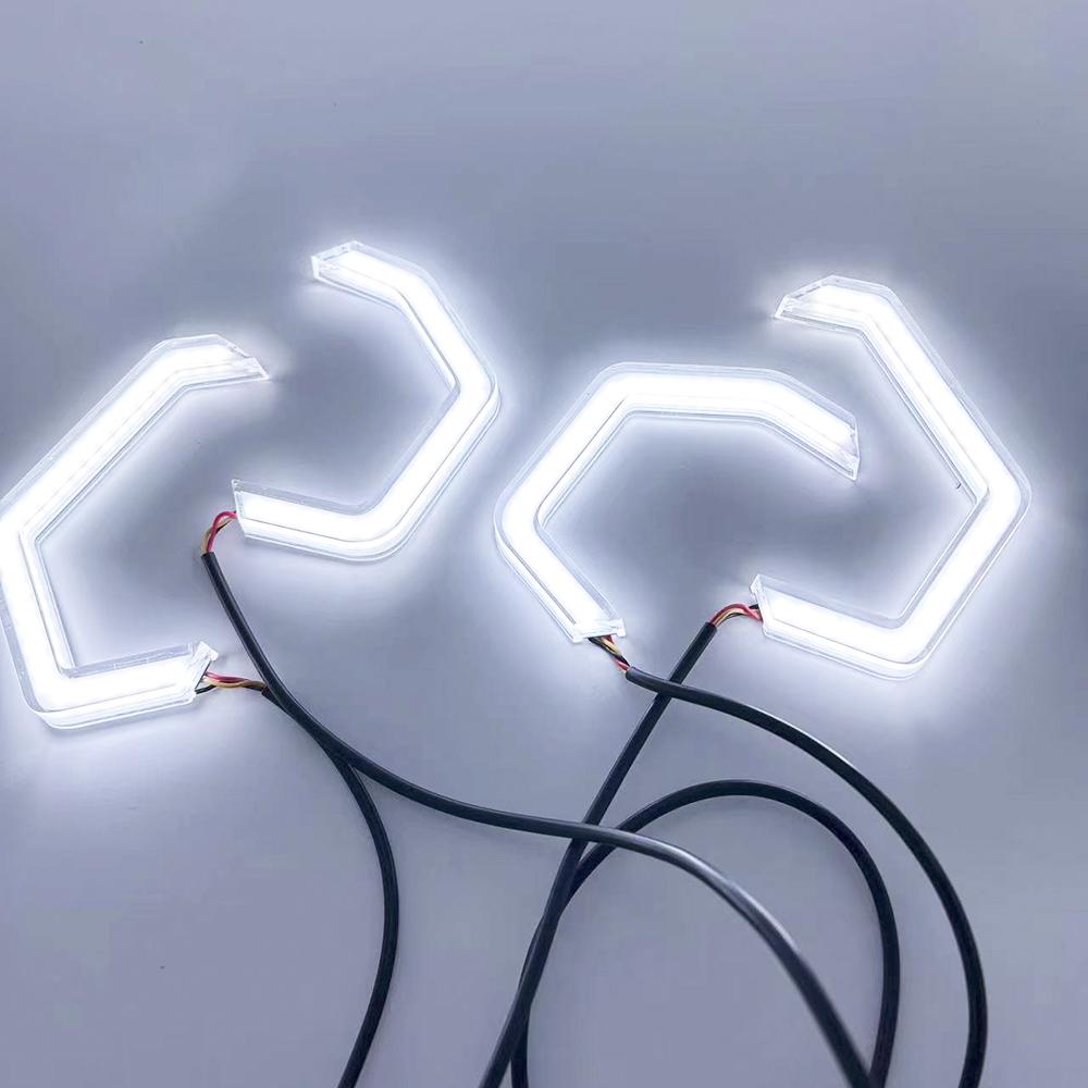 2PCS Car Modification Angel Eye BMW Hexagonal Turn Signal Bluetooth APP Headlights RGB Aperture Driving Lights Decorative Lights