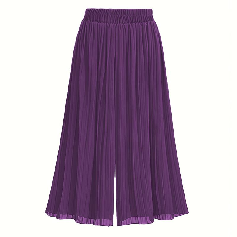 

Весенние и летние брюки больших размеров из шифона со складками, повседневные укороченные брюки с высокой талией, пляжные брюки-кюлоты со складками 6XL фиолетовый
